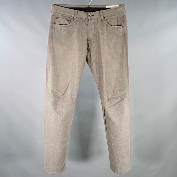 RAG & BONE Size 34 Grey Cotton Button Fly Selvedge Jeans